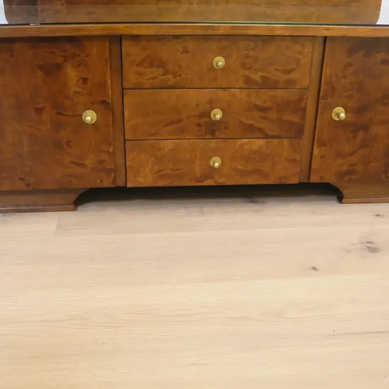 Pamono Mirror Dresser with Swivel Mirrors in Stained Flamed Birch, 1950s> Dressing Tables