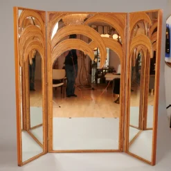 Hot Pamono Mirrored Screen with Bamboo Palm Trees from Vivai Del Sud, 1970