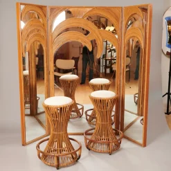 Hot Pamono Mirrored Screen with Bamboo Palm Trees from Vivai Del Sud, 1970
