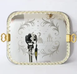 Pamono Mirrored Serving Tray in Murano Glass from Barovier & Toso> Trays
