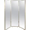 Pamono Mirrored Three Panels Brass Frame Screen from Pescetta> Room Dividers & Screens