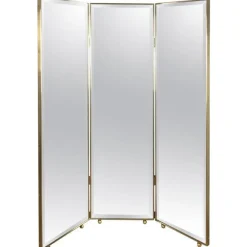 Pamono Mirrored Three Panels Brass Frame Screen from Pescetta> Room Dividers & Screens