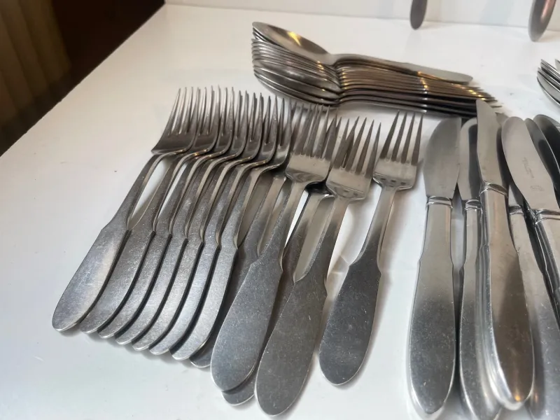 Outlet Pamono Mitra Stainless Cutlery Set for 12 from Georg Jensen, 1960s, Set of 68