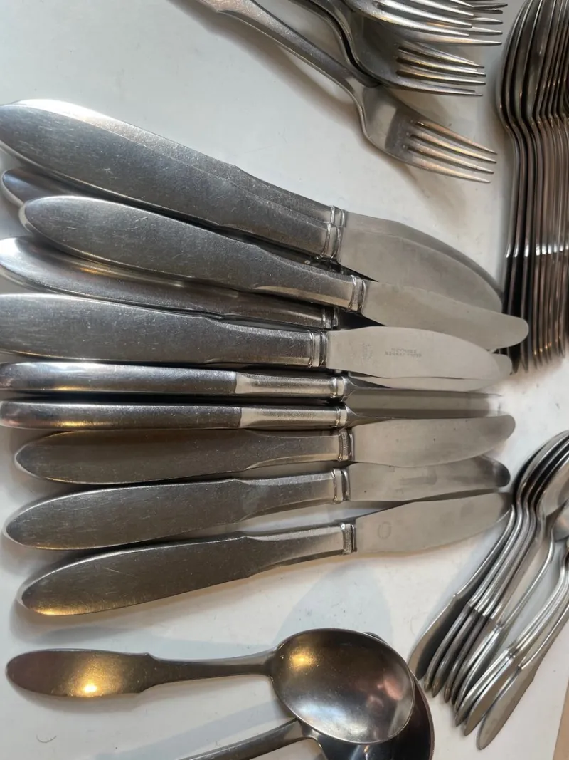 Outlet Pamono Mitra Stainless Cutlery Set for 12 from Georg Jensen, 1960s, Set of 68