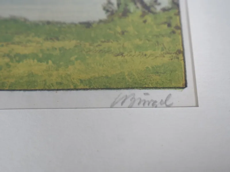 Best Pamono Münzel, Trees by the Lake, 1890s, Lithograph