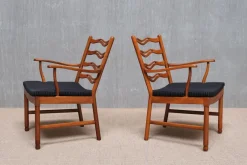 Pamono Model 1755 Armchairs by Ole Wanscher for Fritz Hansen, Denmark, 1940s, Set of 2> Lounge Chairs & Armchairs