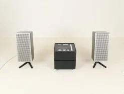 Pamono Model 3300 Cube Stereo with Speakers by Verner Panton for Wega, Germany, 1970s, Set of 3><noscript><img width=