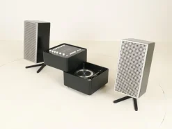 Pamono Model 3300 Cube Stereo with Speakers by Verner Panton for Wega, Germany, 1970s, Set of 3><noscript><img width=