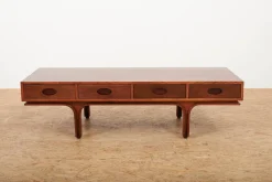 Best Pamono Model 513 Lowboard or Coffee Table in Rosewood-Veneered Molded Plywood with Drawers and Exposed Back by Gianfranco Frattini for Bernini, Italy, 1957