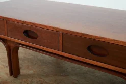 Best Pamono Model 513 Lowboard or Coffee Table in Rosewood-Veneered Molded Plywood with Drawers and Exposed Back by Gianfranco Frattini for Bernini, Italy, 1957