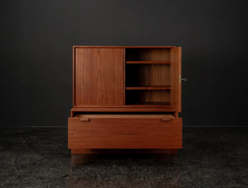 New Pamono Model 523 Modular Sideboard in Teak by Heinrich Riestenpatt for Skand. Möbel Häkli Rt Möbel, 1960s, Set of 2