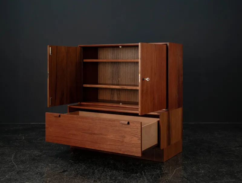 New Pamono Model 523 Modular Sideboard in Teak by Heinrich Riestenpatt for Skand. Möbel Häkli Rt Möbel, 1960s, Set of 2