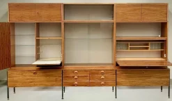 Outlet Pamono Model 430 Modular Wall System with Bar, Secretary and Display Cabinet in Walnut by Joachim Nebelung for Hellerau, 1973