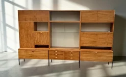 Outlet Pamono Model 430 Modular Wall System with Bar, Secretary and Display Cabinet in Walnut by Joachim Nebelung for Hellerau, 1973