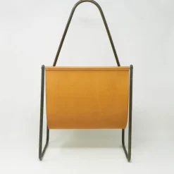 Best Pamono Model 3808 Newspaper Stand in Brown Leather by Carl Auböck for Werkstätte Carl Auböck