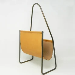 Best Pamono Model 3808 Newspaper Stand in Brown Leather by Carl Auböck for Werkstätte Carl Auböck