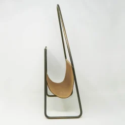 Best Pamono Model 3808 Newspaper Stand in Brown Leather by Carl Auböck for Werkstätte Carl Auböck