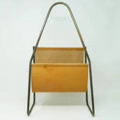 Best Pamono Model 3808 Newspaper Stand in Brown Leather by Carl Auböck for Werkstätte Carl Auböck