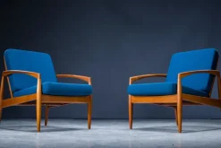 Pamono Model 121 Paper Knife Easy Chairs and Sofa by Kai Kristiansen for Magnus Olesen, 1960s, Set of 3><noscript><img width=