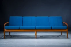 Pamono Model 121 Paper Knife Easy Chairs and Sofa by Kai Kristiansen for Magnus Olesen, 1960s, Set of 3><noscript><img width=