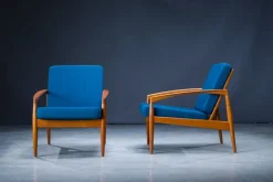 Pamono Model 121 Paper Knife Easy Chairs and Sofa by Kai Kristiansen for Magnus Olesen, 1960s, Set of 3><noscript><img width=