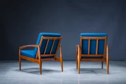 Pamono Model 121 Paper Knife Easy Chairs and Sofa by Kai Kristiansen for Magnus Olesen, 1960s, Set of 3><noscript><img width=