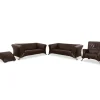 Pamono Model 322 3-Seater Sofa, Armchair and Ottoman in Brown Leather from Rolf Benz, Set of 3