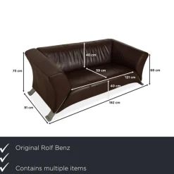Pamono Model 322 3-Seater Sofa, Armchair and Ottoman in Brown Leather from Rolf Benz, Set of 3