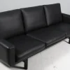 Discount Pamono Model 236/3 3-Seater Sofa in Black Leather and Black Oak attributed to Hans J. Wegner for Getama