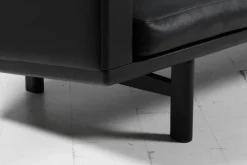 Discount Pamono Model 236/3 3-Seater Sofa in Black Leather and Black Oak attributed to Hans J. Wegner for Getama