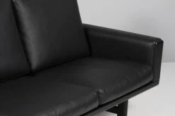 Discount Pamono Model 236/3 3-Seater Sofa in Black Leather and Black Oak attributed to Hans J. Wegner for Getama