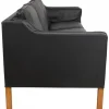 Pamono Model 2213 3-Seater Sofa in Black Leather by Børge Mogensen, 1980s> Couches & Sofas