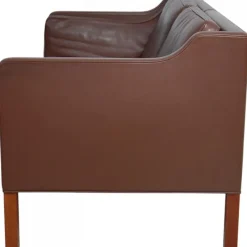 Pamono Model 2212 2-Seater Sofa in Brown Leather by Børge Mogensen, 1990s><noscript><img width=
