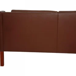 Pamono Model 2212 2-Seater Sofa in Brown Leather by Børge Mogensen, 1990s><noscript><img width=