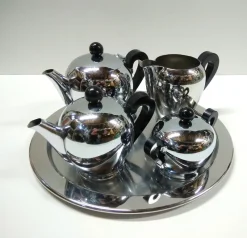Pamono Model Bombè Coffee or Tea Service from Alessi, 1940s, Set of 5> Coffee & Tea Service