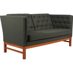Pamono Model EJ315 2-Seater Sofa in Wool, Cherrywood and Leather by Erik Jørgensen, 2000s> Couches & Sofas
