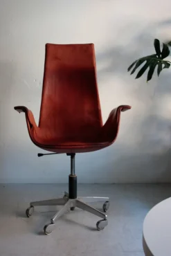 Best Pamono Model FK 6725 Desk Swivel Chair in Red Leather by Preben Fabricius & Jørgen Kastholm for Kill International, 1960s