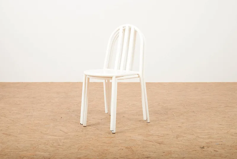 Outlet Pamono Model No. 222 Chairs in White Lacquered Tubular Steel by Robert Mallet Stevens for Mobilor, 1928, Set of 2