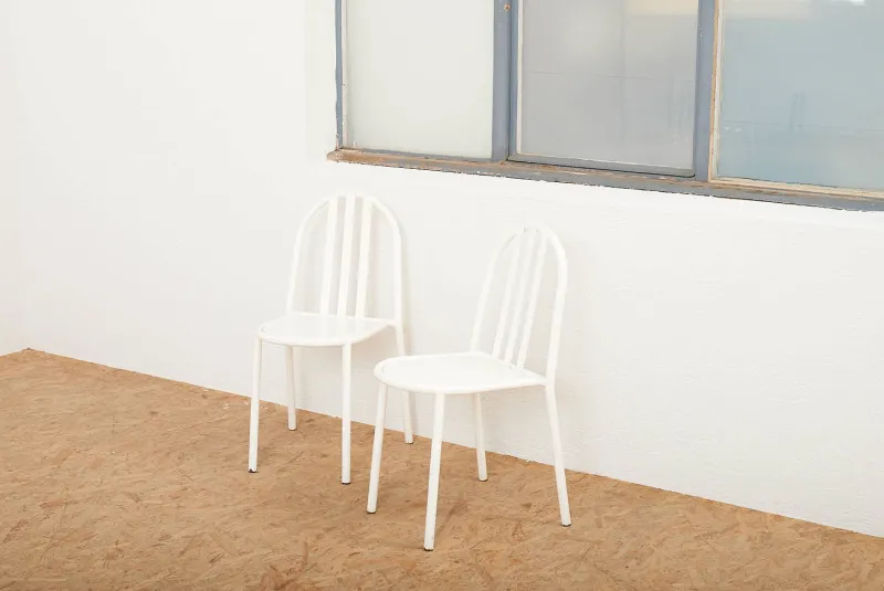 Outlet Pamono Model No. 222 Chairs in White Lacquered Tubular Steel by Robert Mallet Stevens for Mobilor, 1928, Set of 2