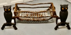 Sale Pamono Model Owl Iron Fire Dogs with Grate, 1920s