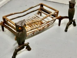 Sale Pamono Model Owl Iron Fire Dogs with Grate, 1920s