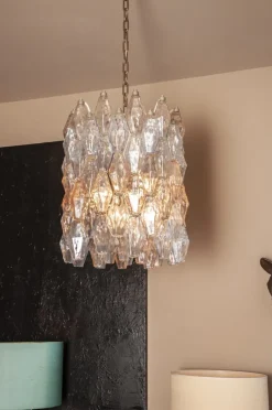 Pamono Model Poliedri Chandelier by Carlo Scarpa for Venini, 1955><noscript><img width=