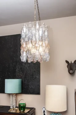 Pamono Model Poliedri Chandelier by Carlo Scarpa for Venini, 1955><noscript><img width=