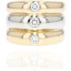Pamono Modern 3 Diamond & 18 Karat Yellow and White Gold Bangle Ring> Bracelets