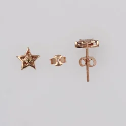 Online Pamono Modern 18 Karat Rose Gold and Diamond Star Stud Earrings, Set of 2