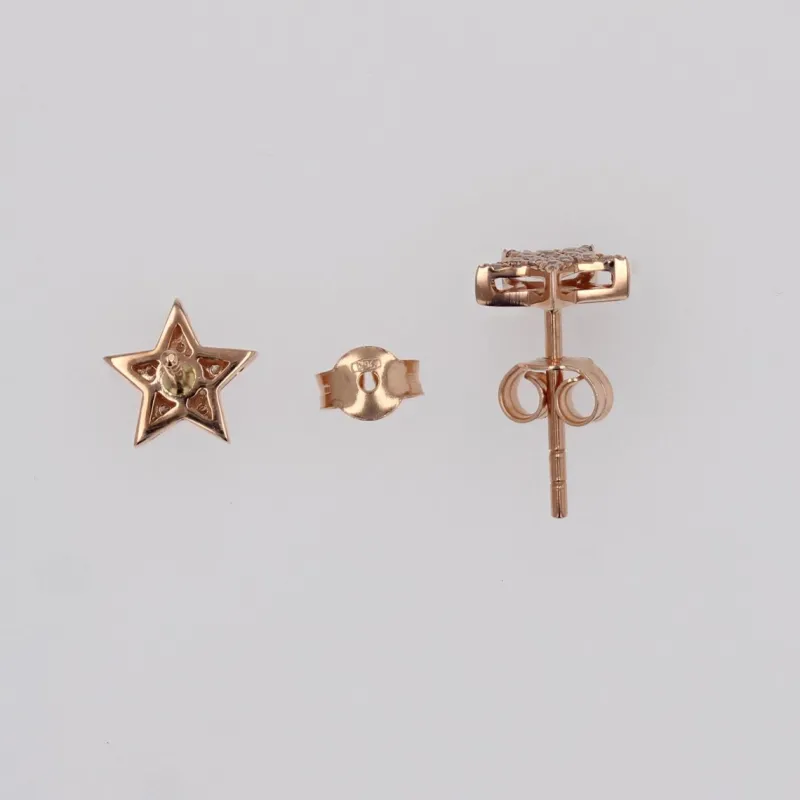 Online Pamono Modern 18 Karat Rose Gold and Diamond Star Stud Earrings, Set of 2