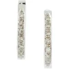 Pamono Modern 18 Karat White Gold Hoop Earrings with White Diamonds, Set of 2> Earrings
