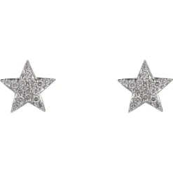 Sale Pamono Modern 18 Karat White Gold and Diamond Star Stud Earrings, Set of 2