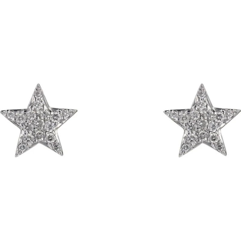 Sale Pamono Modern 18 Karat White Gold and Diamond Star Stud Earrings, Set of 2