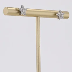 Sale Pamono Modern 18 Karat White Gold and Diamond Star Stud Earrings, Set of 2